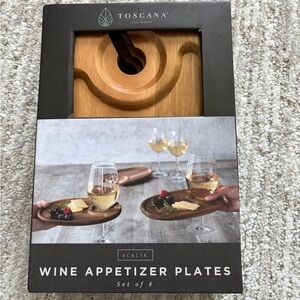 Acacia Wood Wine Appetizer Plates Set